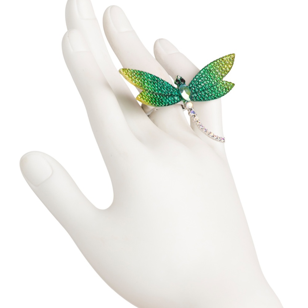 Betsey Johnson Green and Yellow Dragonfly Ring